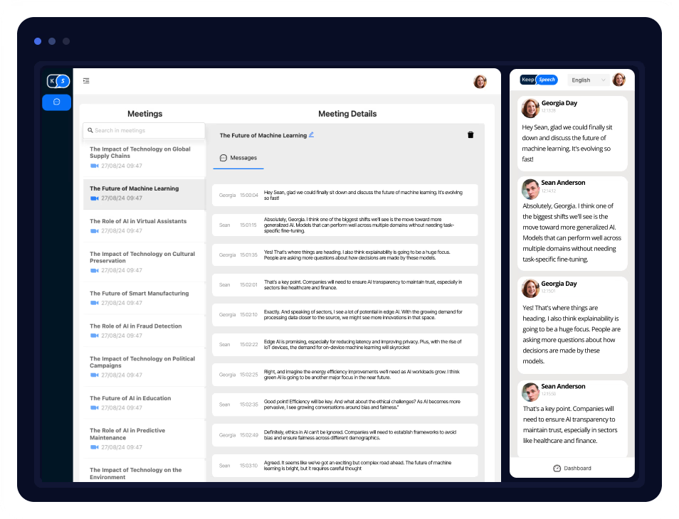 Keepspeech screen